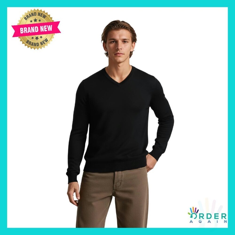 Men's Slim Fit V-Neck Sweater Elegant Business Casual Pullover Winter